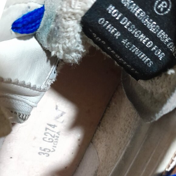 Golden Goose Laminated Slide Sneakers Sz 35 (US 5) Preowned Gold White Blue - Picture 14 of 16